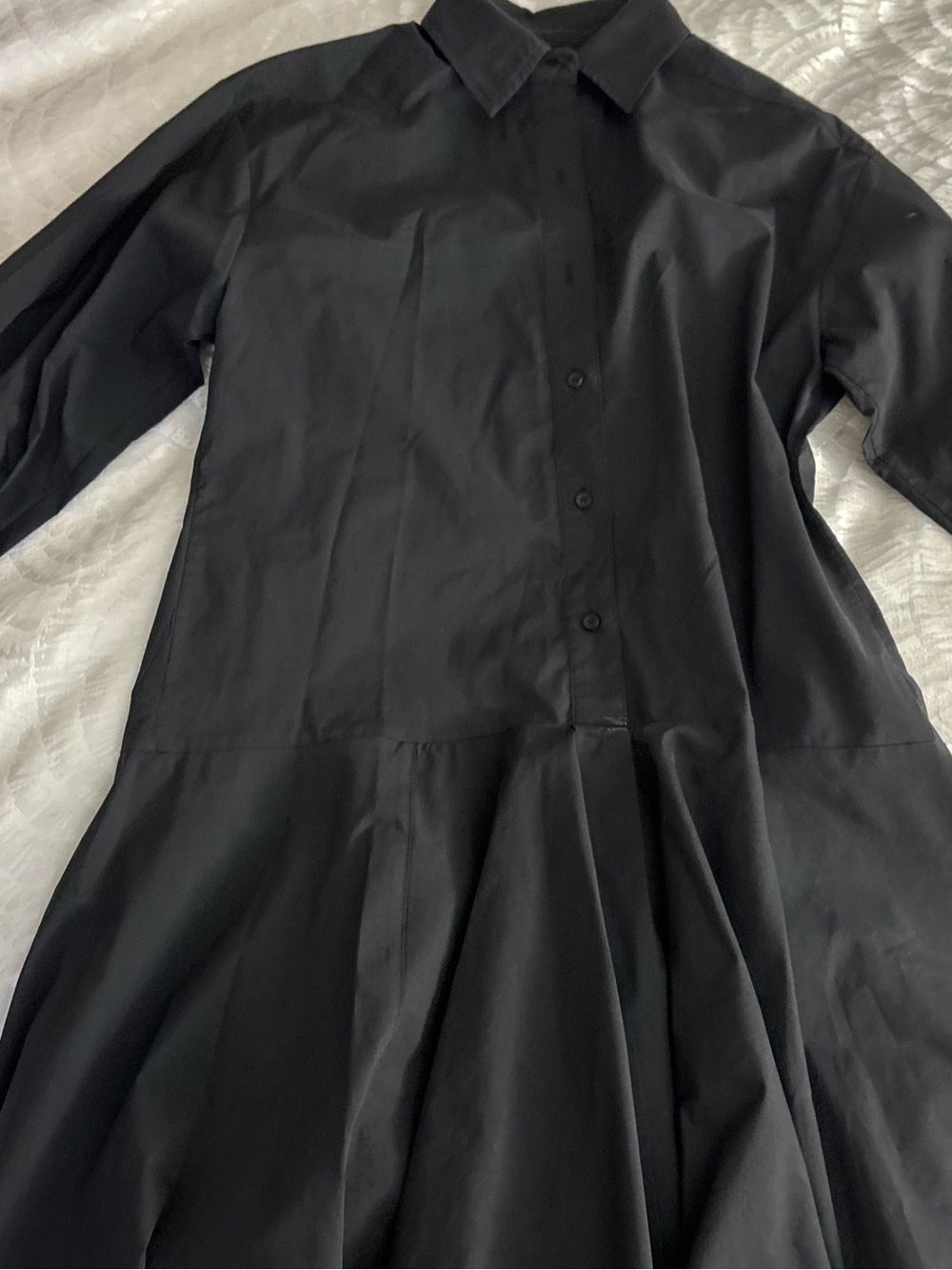 Classic Black Button-Front Shirt Dress